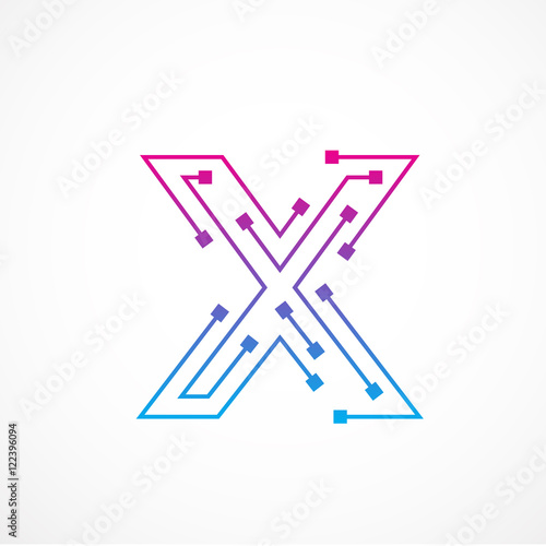 Abstract letter X logo design template,technology,electronics,digital,dot connection cross vector logo icon logotype