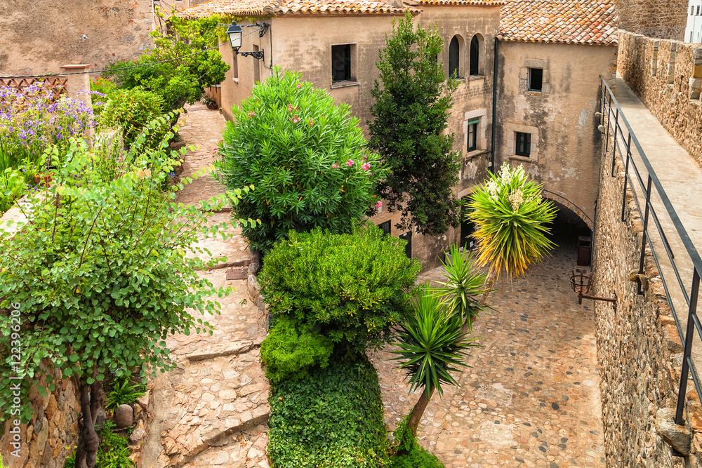 Fototapeta premium Street in old town of Tossa de Mar, Costa Brava