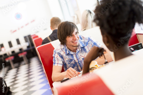 Young people in diner