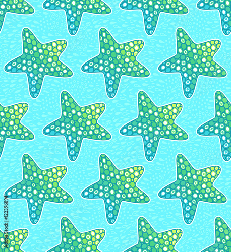 Vector seamless pattern with starfish.