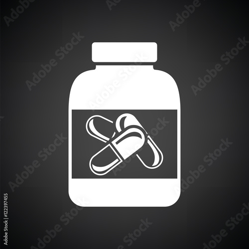 Fitness pills in container icon