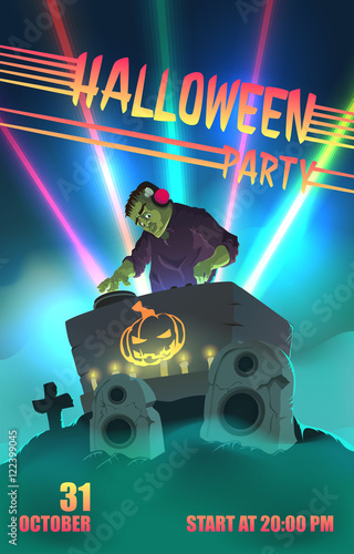 Halloween Party Invitation Card. Vector Illustration