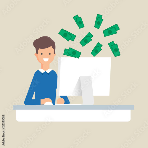 Earnings in the Internet, online earning vector illustration