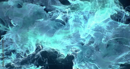Motion Background VJ Loop - Cyan Greenish Blue Particles 4k