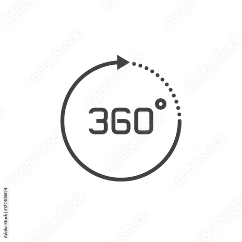 360 degree view sign. vector icon, solid logo illustration, pictogram isolated on white