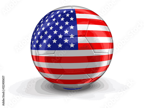 Soccer football with USA flag. Image with clipping path