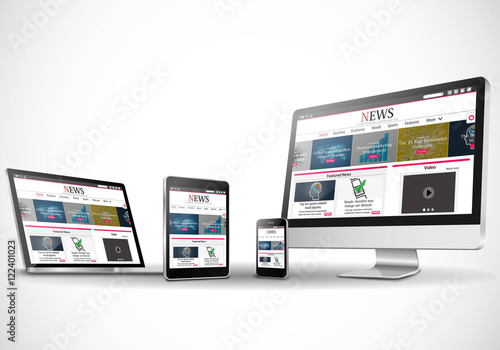 Multiple devices with business news internet web site Vector