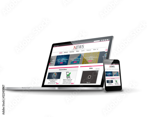 Multiple devices with business news internet web site Vector