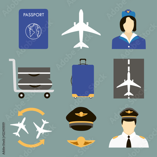 Pilot and stewardess at work