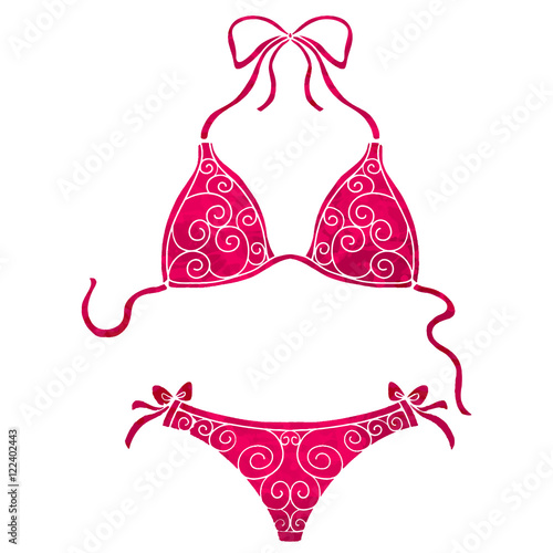 Watercolor red beach swimsuit