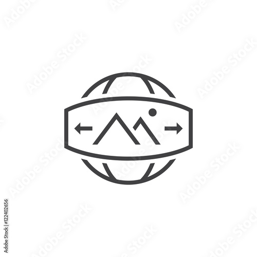 360 Degree Panorama Image sign. line icon, outline vector logo illustration, linear pictogram isolated on white © alekseyvanin