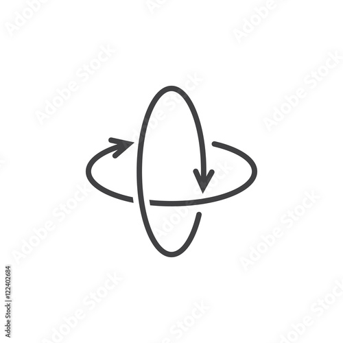 360 degree rotation arrows line icon, virtual reality outline vector logo illustration, linear pictogram isolated on white
