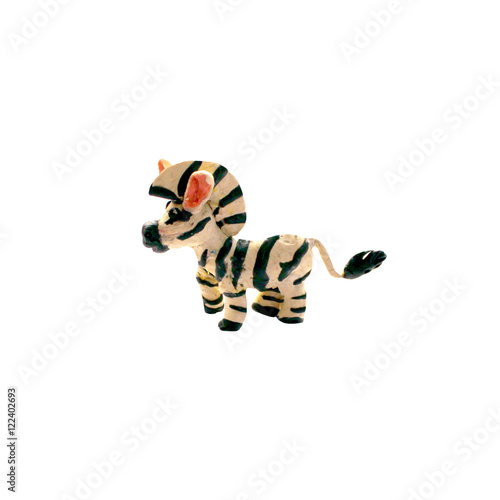 Isolated plasticine zebra on white background