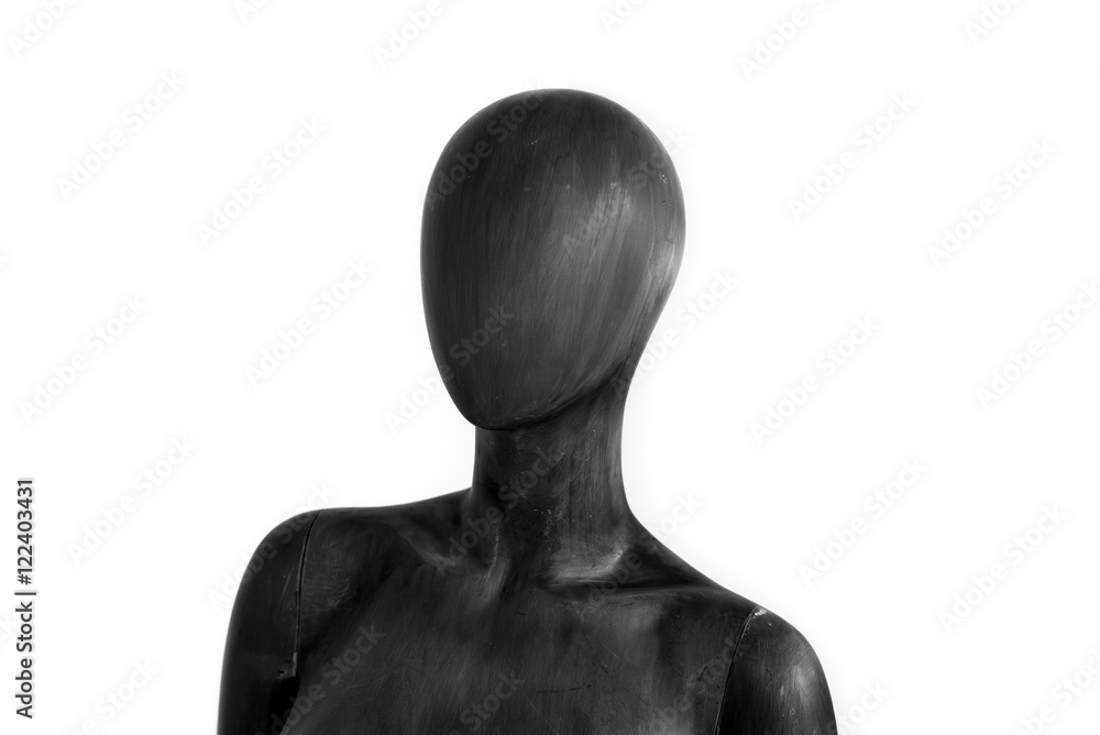 Black mannequin buste white background Black mannequin buste white background
