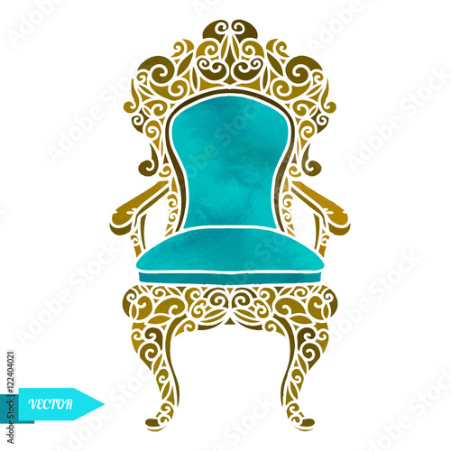 Watercolor vector vintage throne