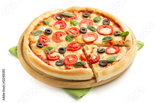 margarita pizza isolated on white