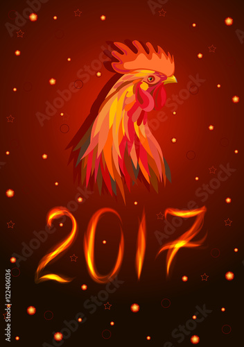 red cock head with 2017 on red background