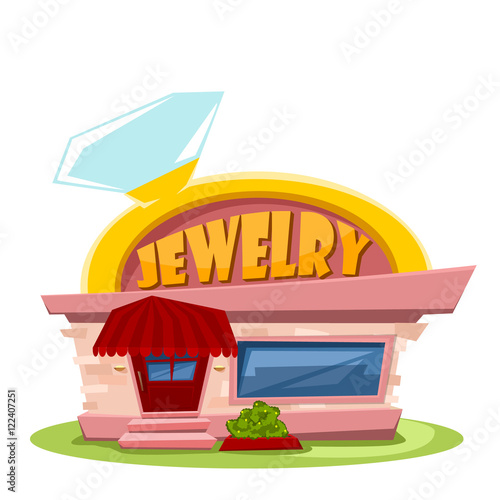 jewerely store. gold ring. flat illustration. vector