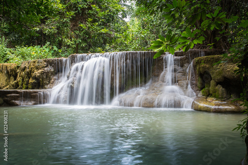 Huay Mae Kamin Waterfall, beautiful waterfall in the rain forest © sorrapongs