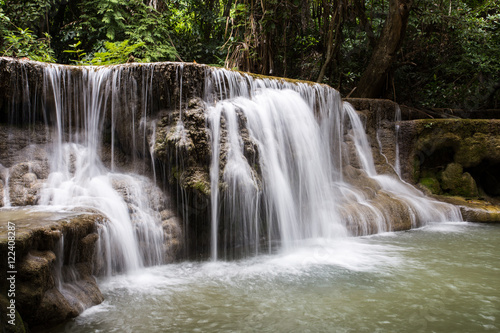 Huay Mae Kamin Waterfall, beautiful waterfall in the rain forest, Kanchanaburi province, Thailand © sorrapongs