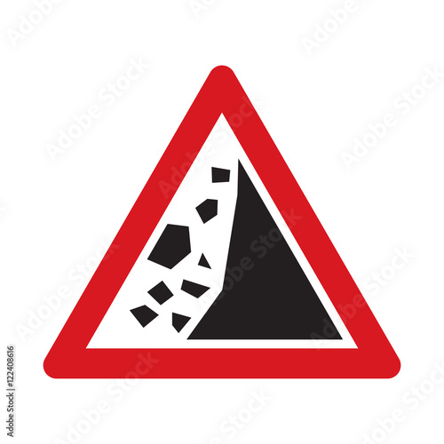Traffic sign falling rocks or debris. Vector illustration.