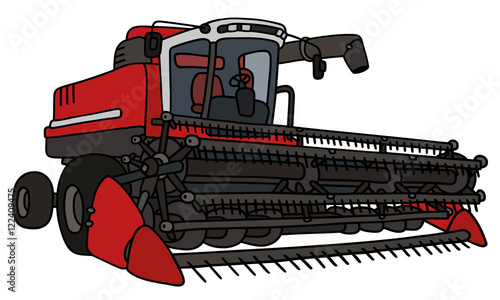 Hand drawing of a red big harvester
