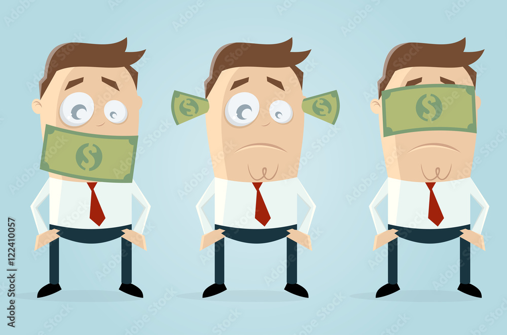 deaf dumb blind businessmen with dollar bank notes deaf dumb blind businessmen with dollar bank notes