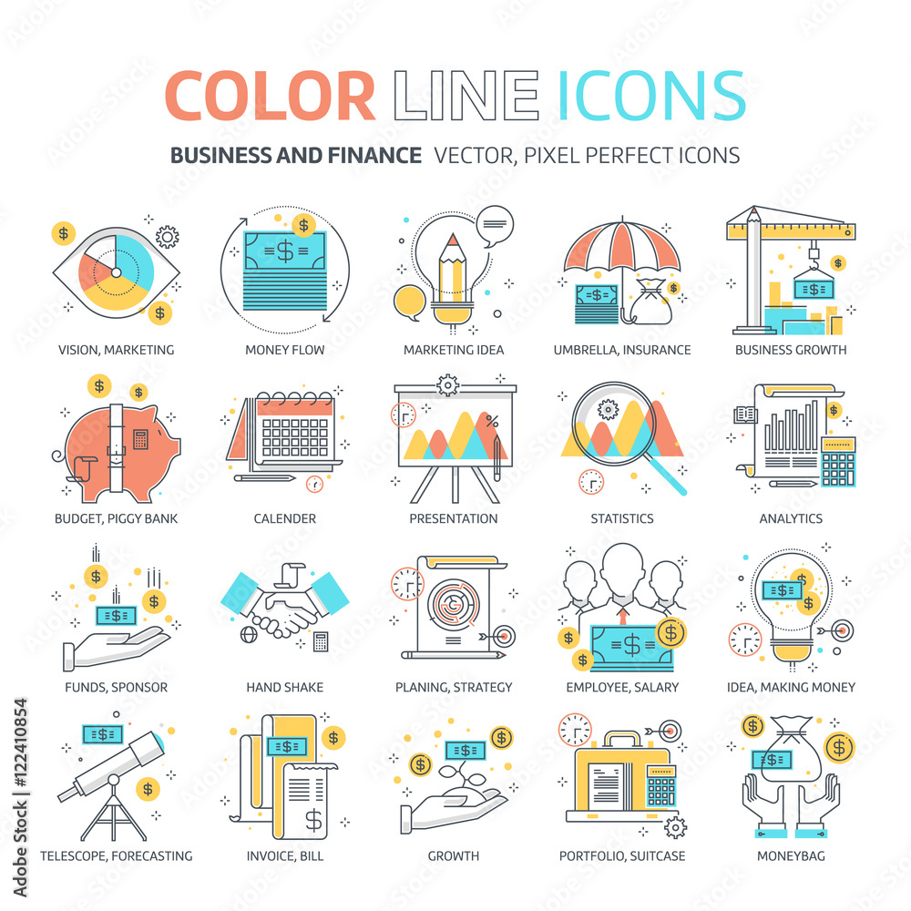 Color line, business and finance illustrations