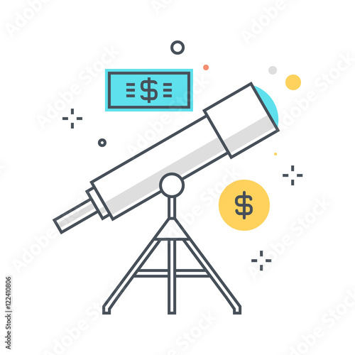 Color line, telescope, forecasting illustration