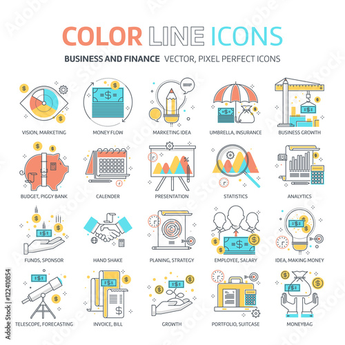 Color line, business and finance illustrations