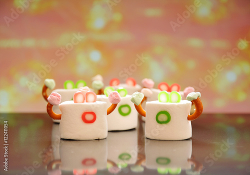 Cute little marshmallow monsters for Halloween dessert