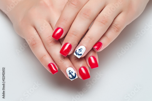 summer red manicure with painted nails anchor the nameless 
