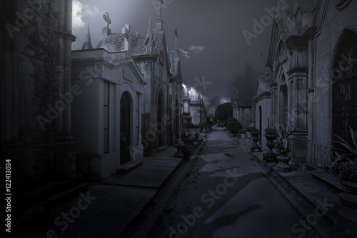 Night cemetery background