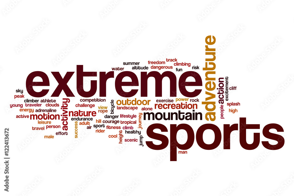 Extreme sports word cloud