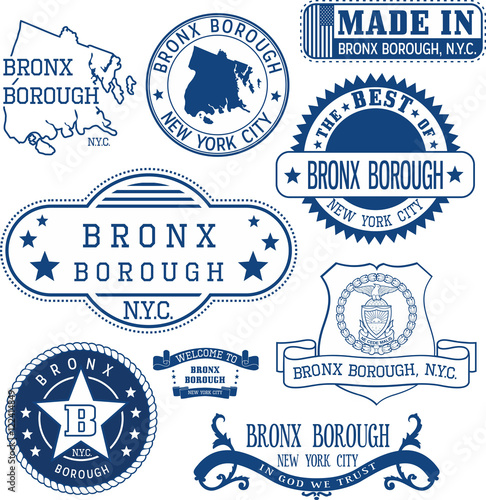 generic stamps and signs of Bronx borough, NYC