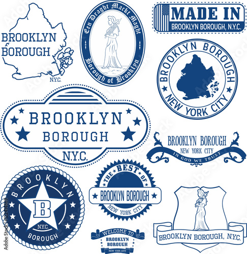 generic stamps and signs of Brooklyn borough, NYC