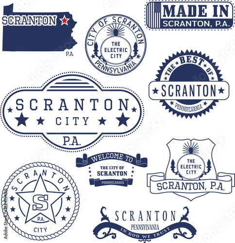 generic stamps and signs of Scranton city, PA