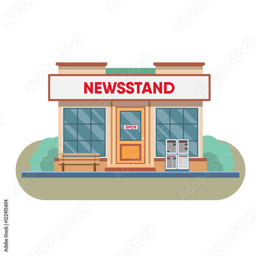 Newsstand selling newspapers and magazines.