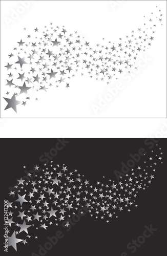Flying silver stars. Vector illustration