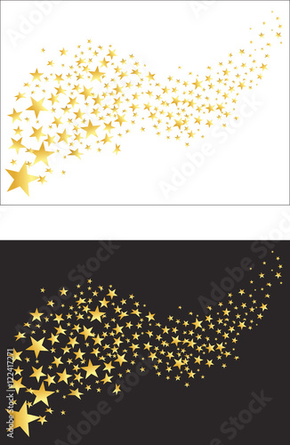 Flying golden stars. Vector illustration