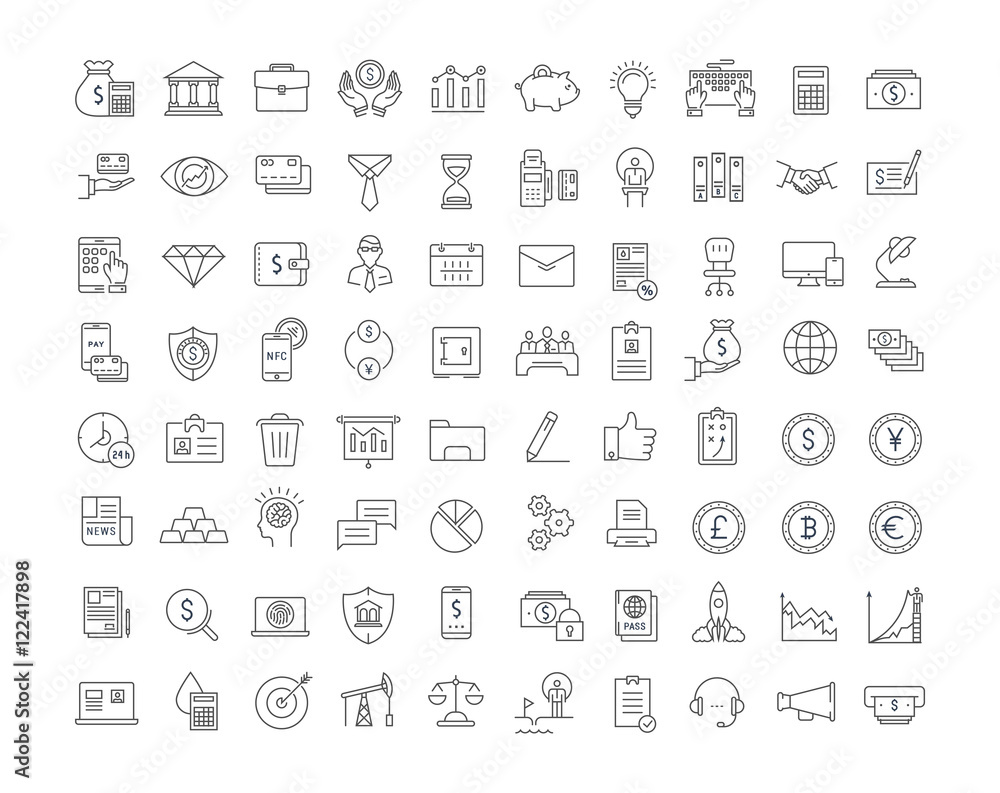 Set Vector Flat Line Icons Finance Set Vector Flat Line Icons Finance