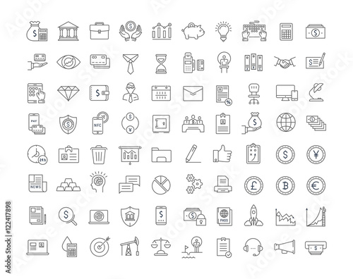 Set Vector Flat Line Icons Finance