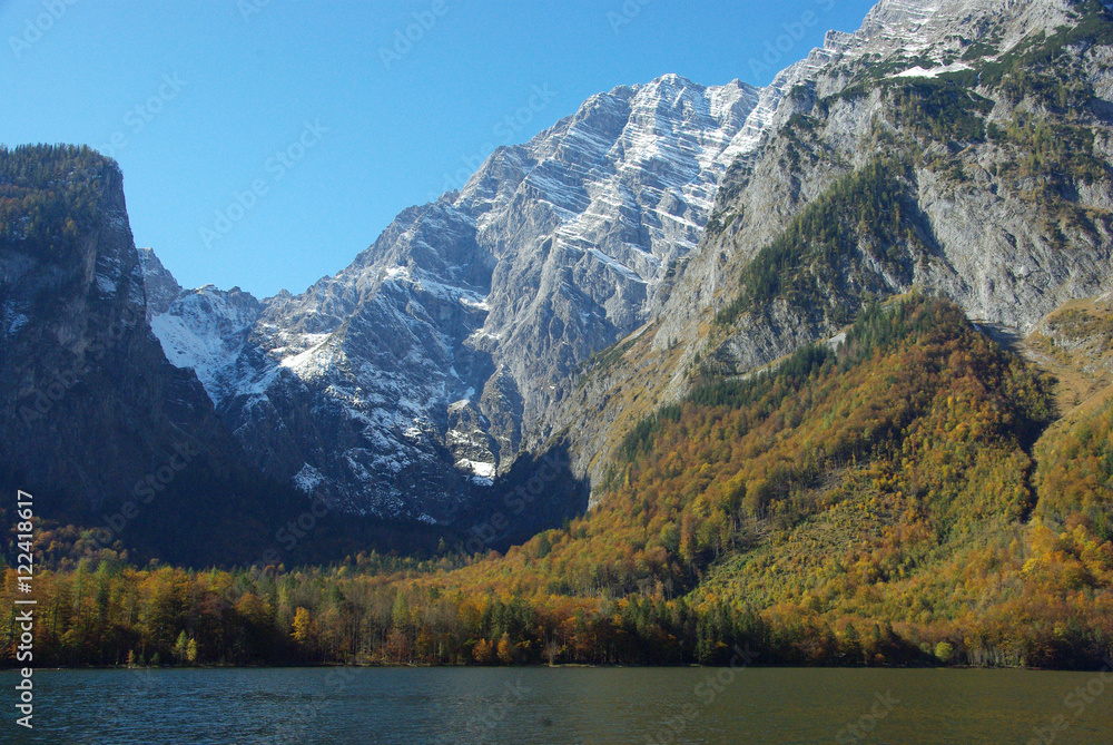 Fototapeta premium The Watzmann from the Königssee, near Berchtesgaden