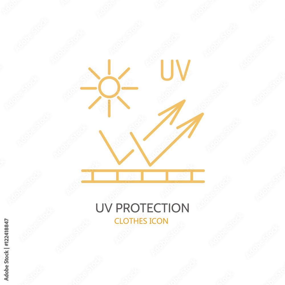 UV protection sun resistant vector line icon. Fabric feature