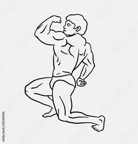 Male muscle showing. Good use for symbol  logo  web icon  mascot  or any design you want.