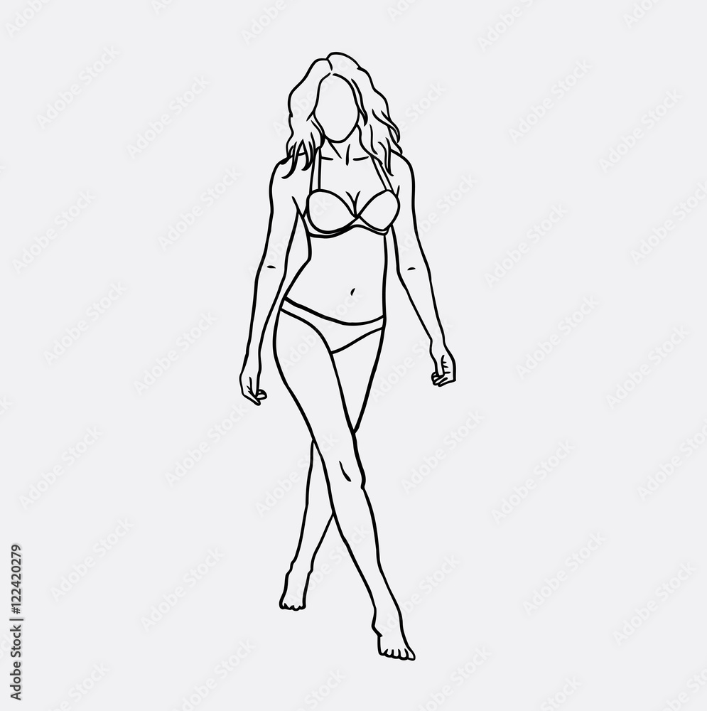 Woman using bikini sketch vector. Good use for symbol, logo, web icon,  mascot, or any design you want. vector de Stock | Adobe Stock
