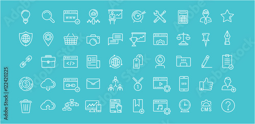 Set Vector Flat Line Icons SEO