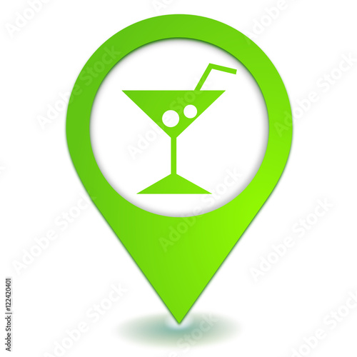 symbole cocktail géolocalisation vert