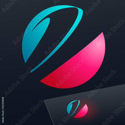 Vector colorful sign in sphere shape. Logo for Business, Technology and Corporation.