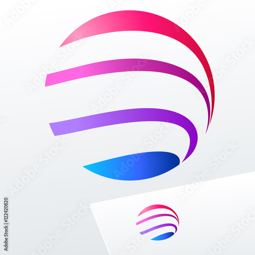 Abstract icon, vector colorful sign in sphere shape. Logo for Business, Technology, Corporation.